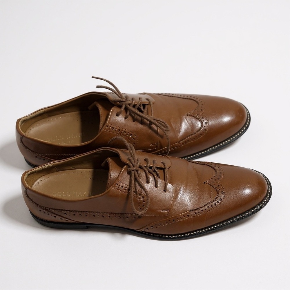 Cole Haan Mens Brown 10.5M Wingtip Oxford‎ Dress Shoes Leather Lace Up C20322